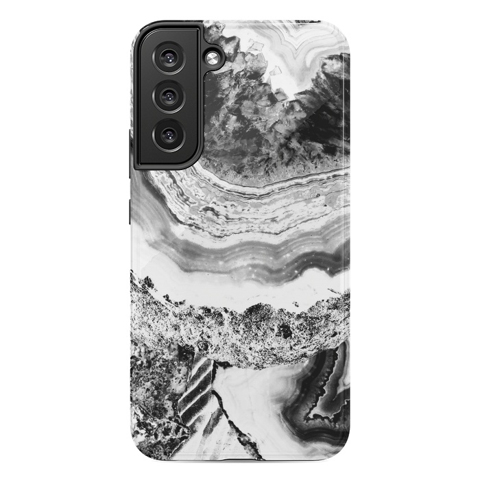 Galaxy S22 plus StrongFit Black and white geode marble art by Oana 