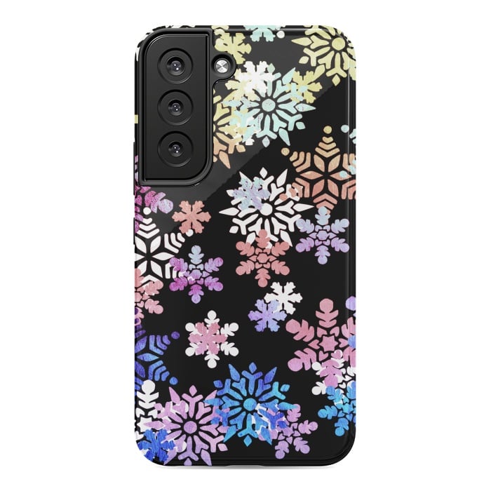 Galaxy S22 StrongFit Rainbow colourful snowflakes Christmas pattern by Oana 