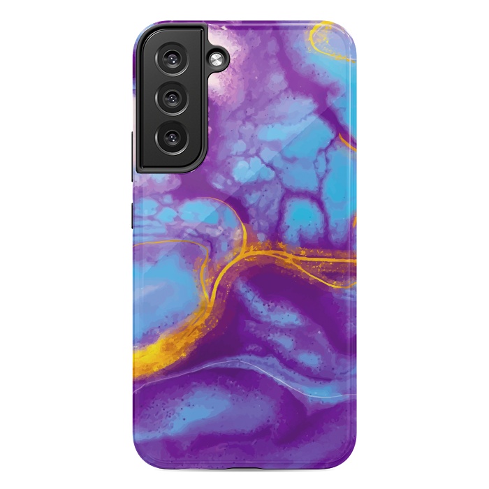 Galaxy S22 plus StrongFit blue purple gold marble by haroulita