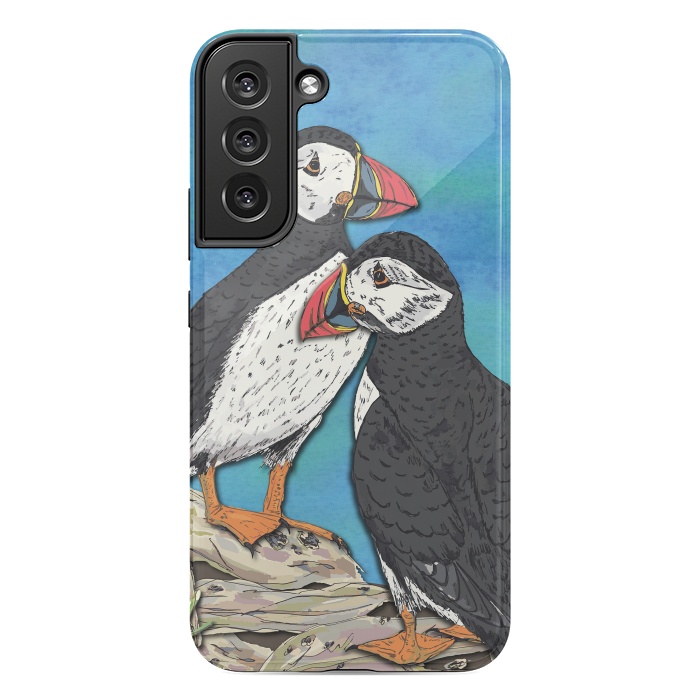 Galaxy S22 plus StrongFit Puffin Perfection by Lotti Brown