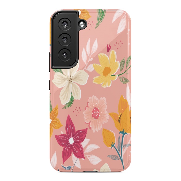 Galaxy S22 StrongFit peach floral print by MALLIKA