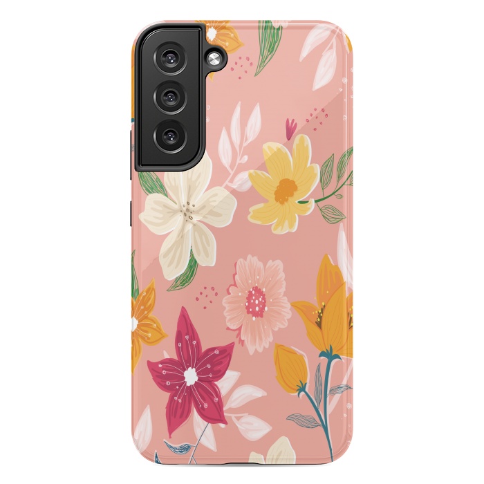 Galaxy S22 plus StrongFit peach floral print by MALLIKA