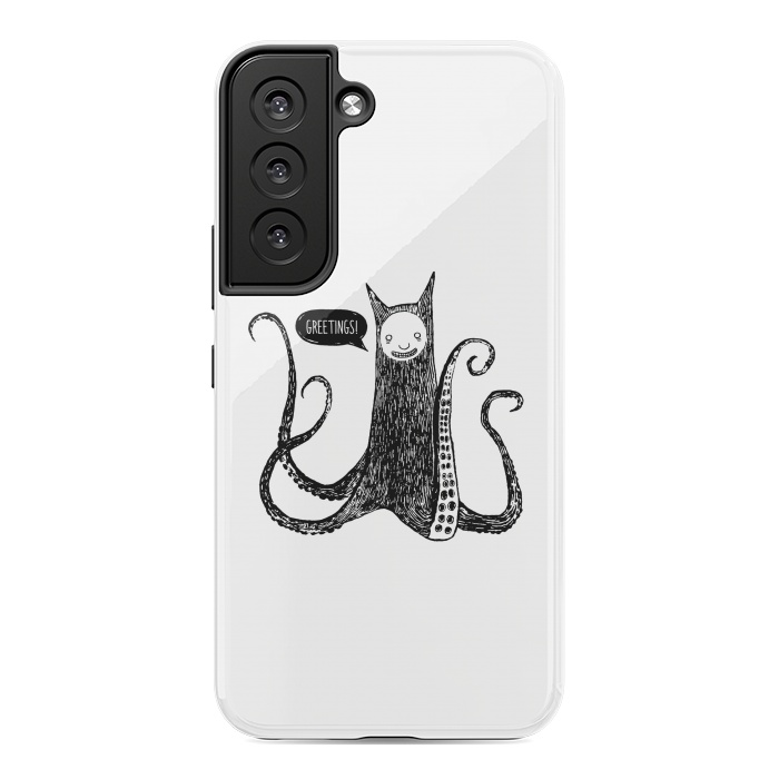 Galaxy S22 StrongFit Greetings from the kraken cat by Laura Nagel