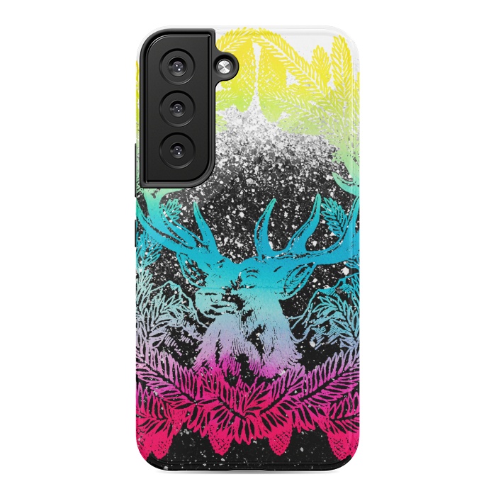 Galaxy S22 StrongFit Gradient reindeer and pine leaves illustration by Oana 