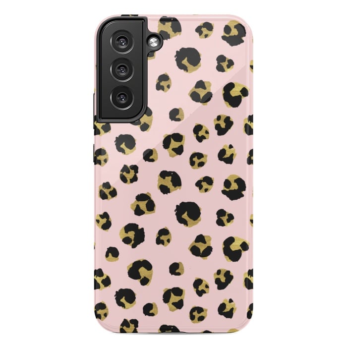 Galaxy S22 plus StrongFit Pink and gold leopard by Julia Badeeva