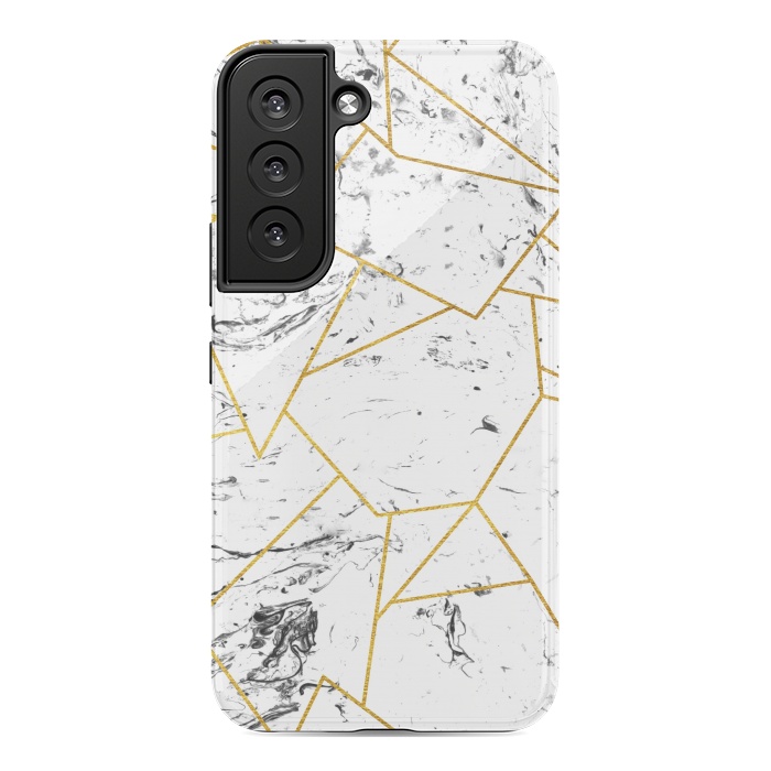 Galaxy S22 StrongFit White marble and gold frame by Julia Badeeva