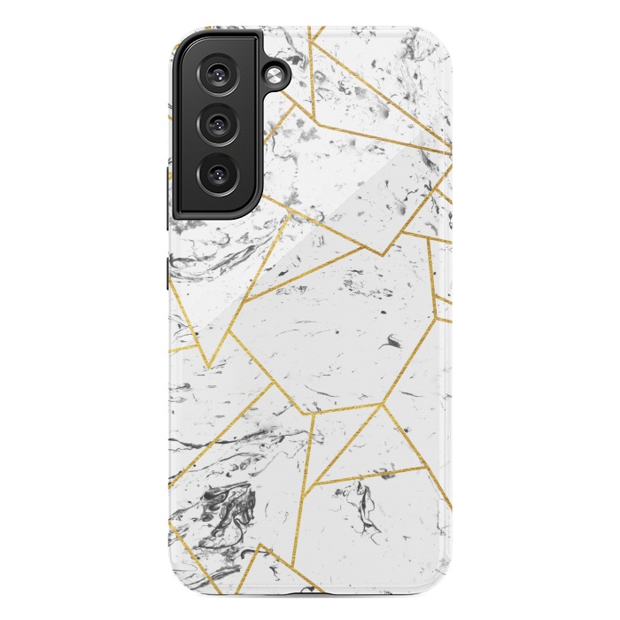 Galaxy S22 plus StrongFit White marble and gold frame by Julia Badeeva