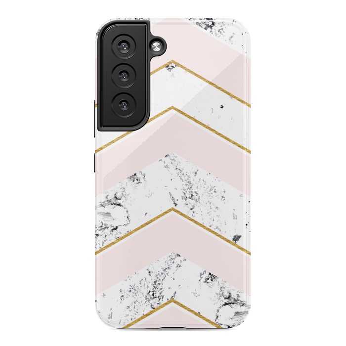 Galaxy S22 StrongFit Marble. Pink and gold by Julia Badeeva