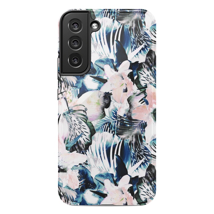 Galaxy S22 plus StrongFit Jungle leaves and flowers by Oana 