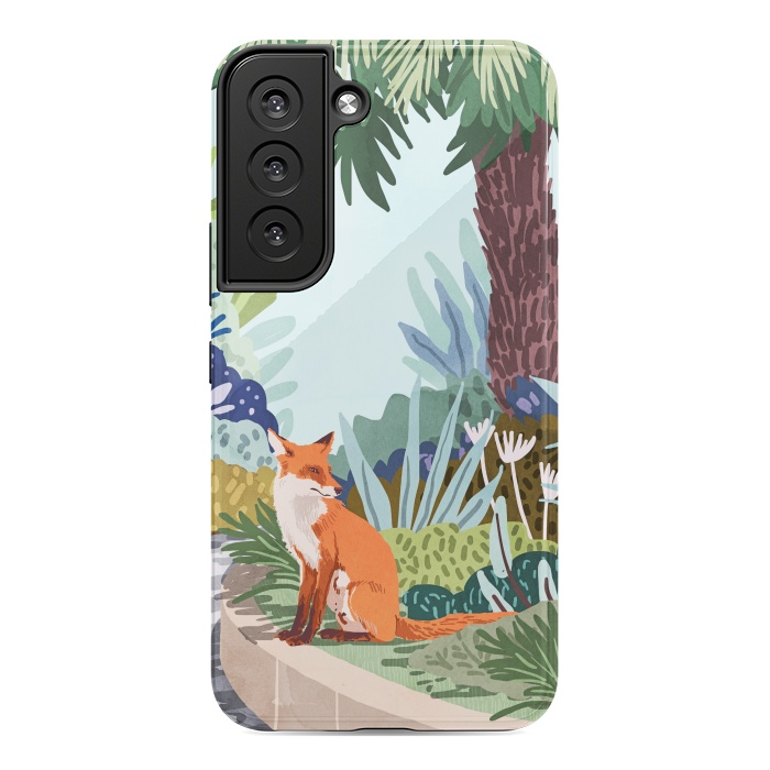 Galaxy S22 StrongFit Fox in The Garden | Animals Wildlife Botanical Nature Painting | Boho Colorful Jungle Illustration by Uma Prabhakar Gokhale