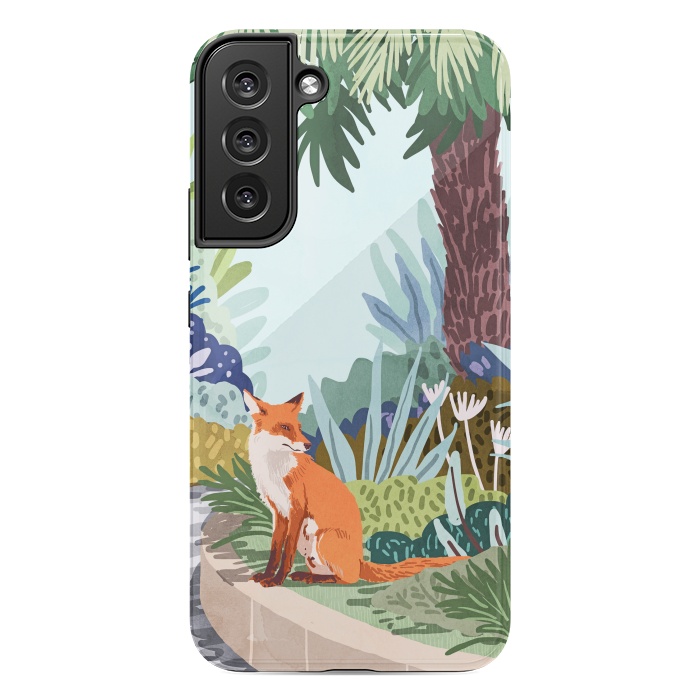Galaxy S22 plus StrongFit Fox in The Garden | Animals Wildlife Botanical Nature Painting | Boho Colorful Jungle Illustration by Uma Prabhakar Gokhale