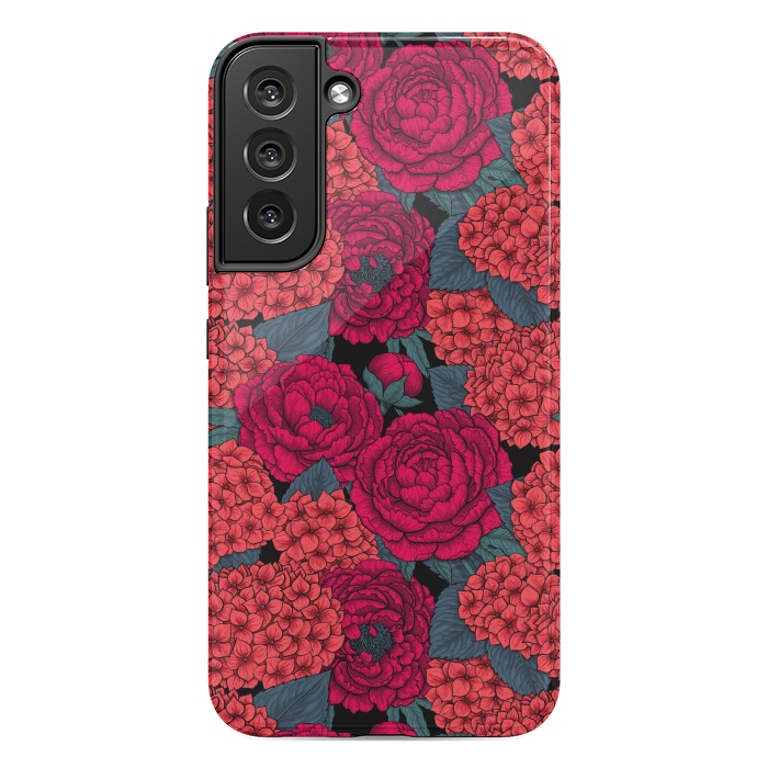 Galaxy S22 plus StrongFit Peony and hydrangea in red by Katerina Kirilova