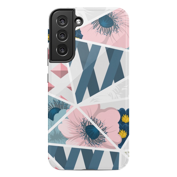 Galaxy S22 plus StrongFit BLUE PINK FLORAL PATCHWORK by MALLIKA