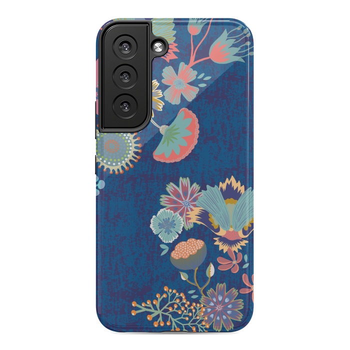 Galaxy S22 StrongFit Blue chinz florals by Nina Leth
