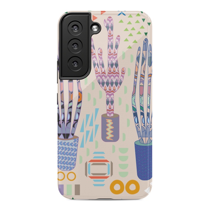 Galaxy S22 StrongFit Cactus desert with pattern by Nina Leth