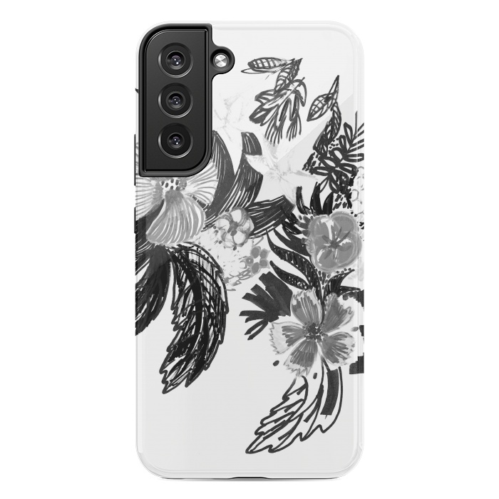 Galaxy S22 plus StrongFit Black ink sketched flowers by Oana 