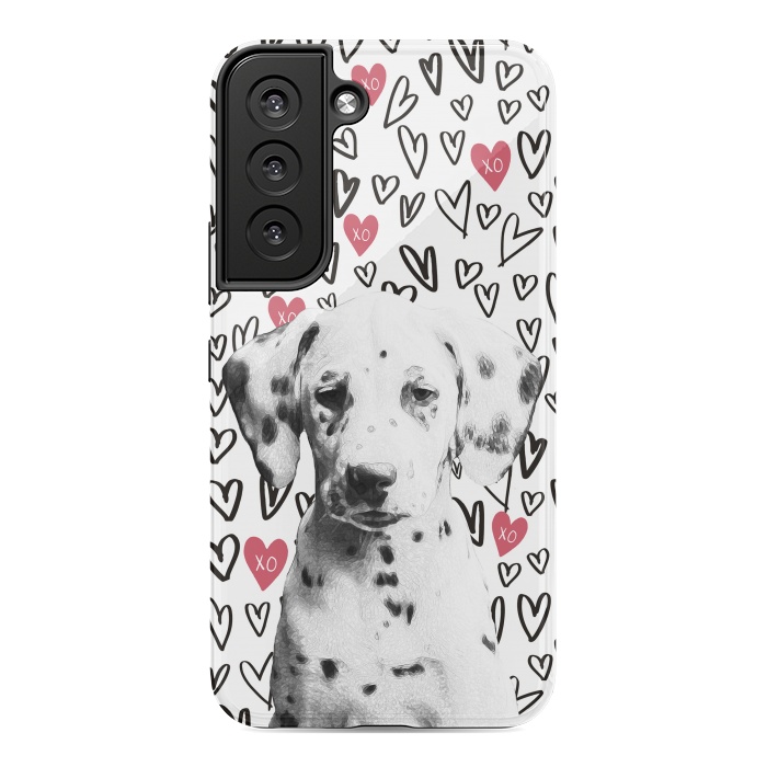 Galaxy S22 StrongFit Cute Dalmatian and hearts Valentine's day by Oana 