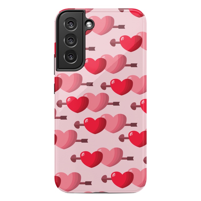 Galaxy S22 plus StrongFit pink red hearts pattern by MALLIKA