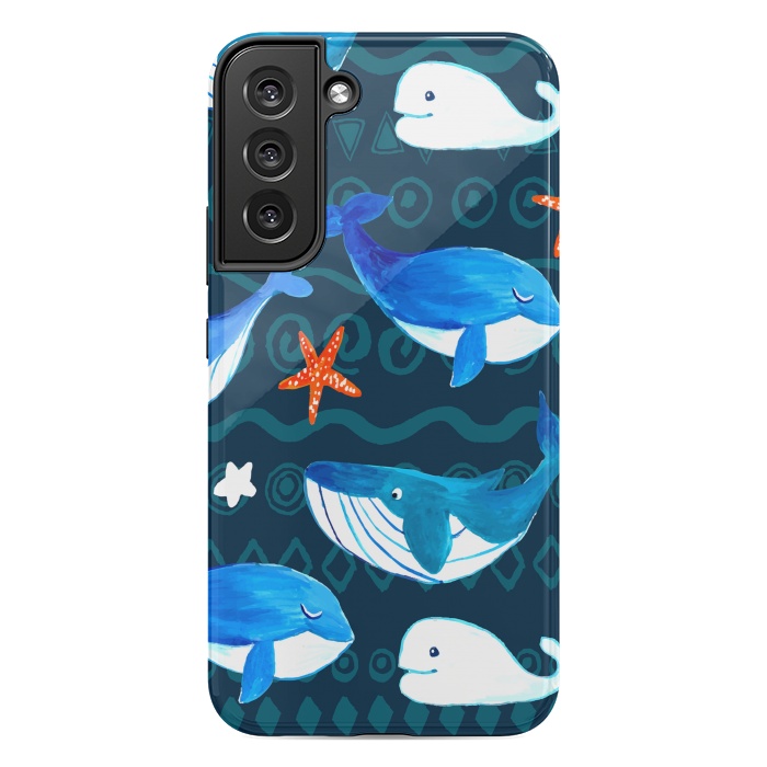 Galaxy S22 plus StrongFit watercolor whales by haroulita