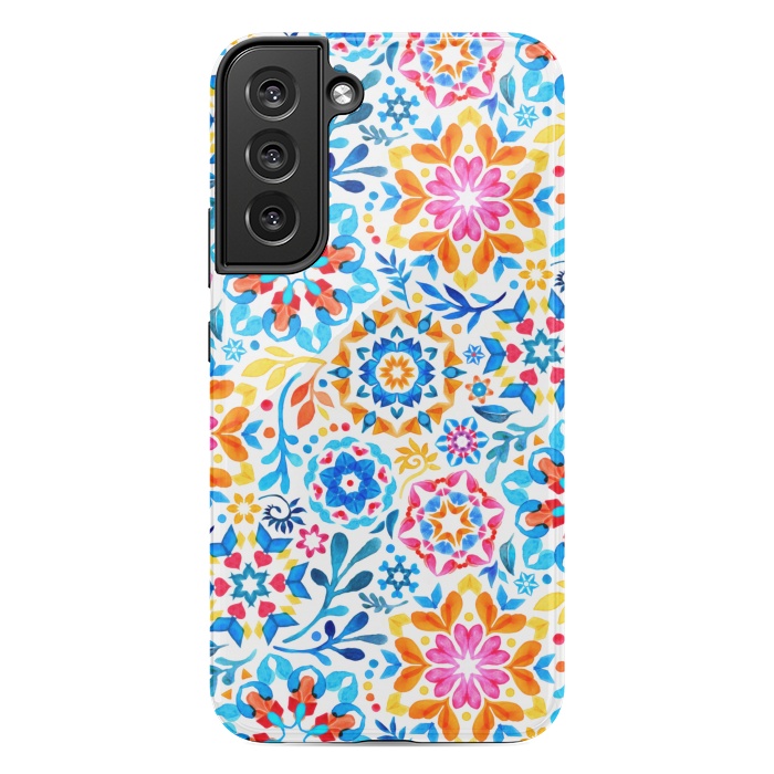 Galaxy S22 plus StrongFit Watercolor Kaleidoscope Floral - brights by Micklyn Le Feuvre