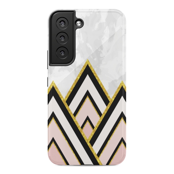 Galaxy S22 StrongFit Geometric pink gold triangles by Jms