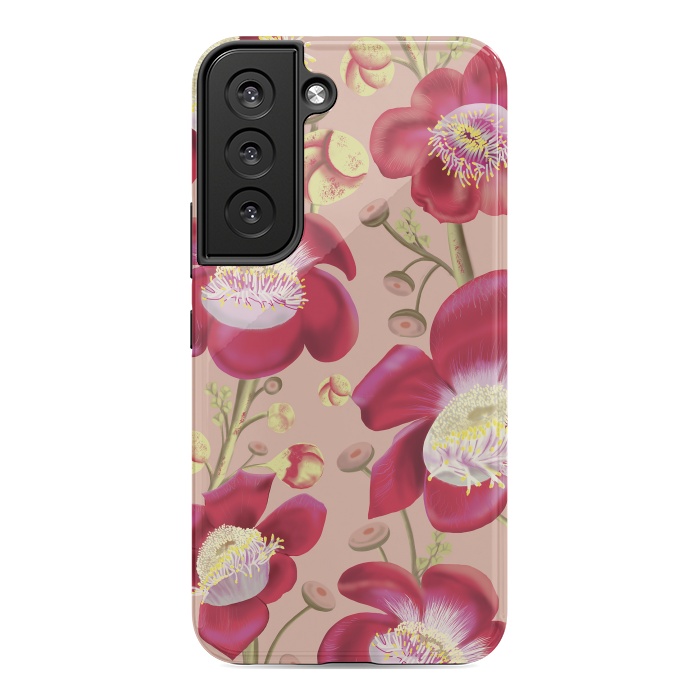 Galaxy S22 StrongFit Cannonball Tree Pattern - Blush by Anis Illustration