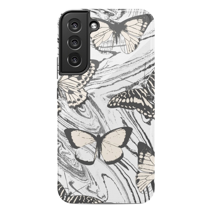 Galaxy S22 plus StrongFit Butterflies and black ink marble by Oana 