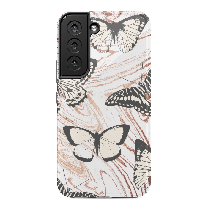 Galaxy S22 StrongFit Butterflies and gold painted marble by Oana 