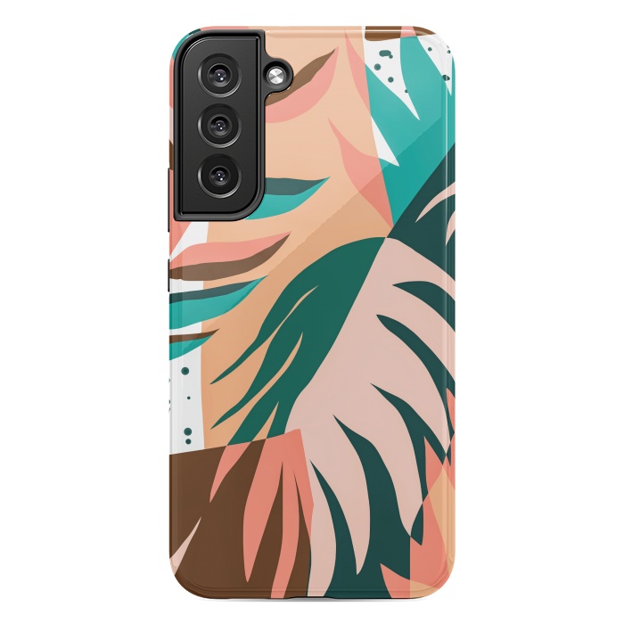 Galaxy S22 plus StrongFit Watching The Leaves Turn, Tropical Autumn Colorful Eclectic Abstract Palm Nature Boho Graphic Design by Uma Prabhakar Gokhale