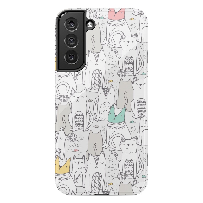 Galaxy S22 plus StrongFit Doodle cute cats by Anna Alekseeva