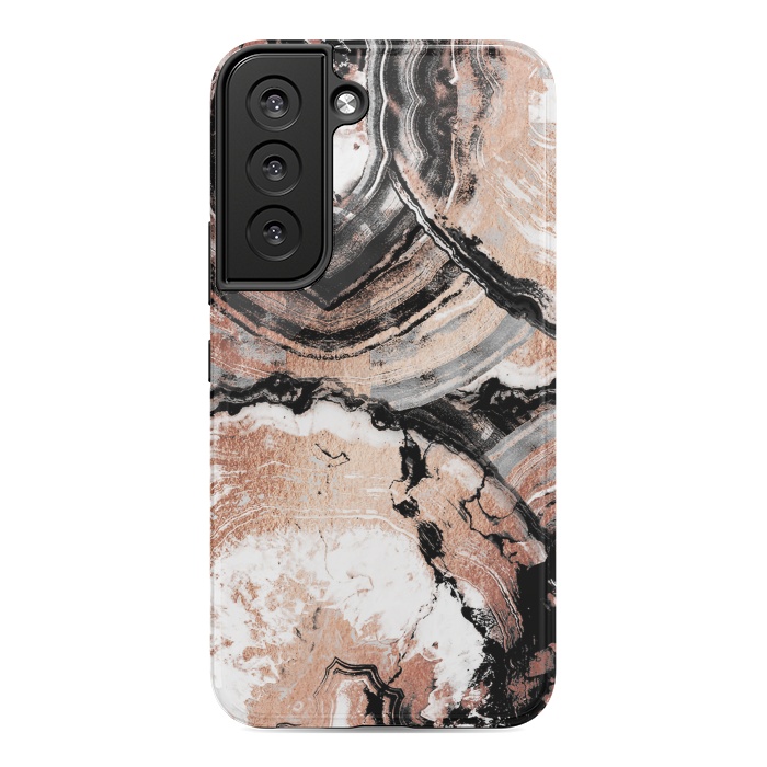 Galaxy S22 StrongFit Rose gold geode marble by Oana 