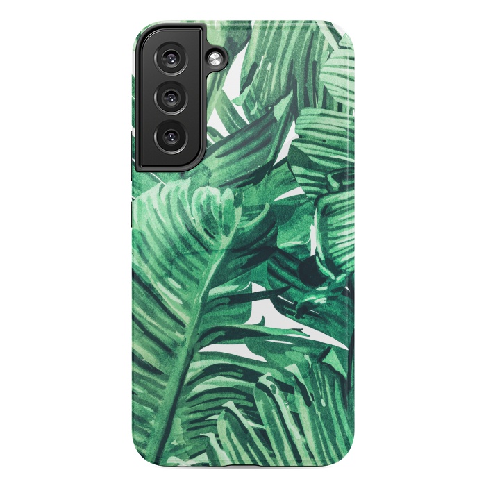 Galaxy S22 plus StrongFit Tropical State of Mind | Watercolor Palm Banana Leaves Painting | Botanical Jungle Bohemian Plants by Uma Prabhakar Gokhale