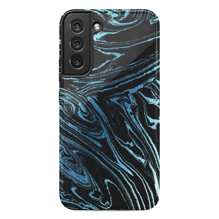 Galaxy S22 plus StrongFit Metallic blue marble stripes by Oana 