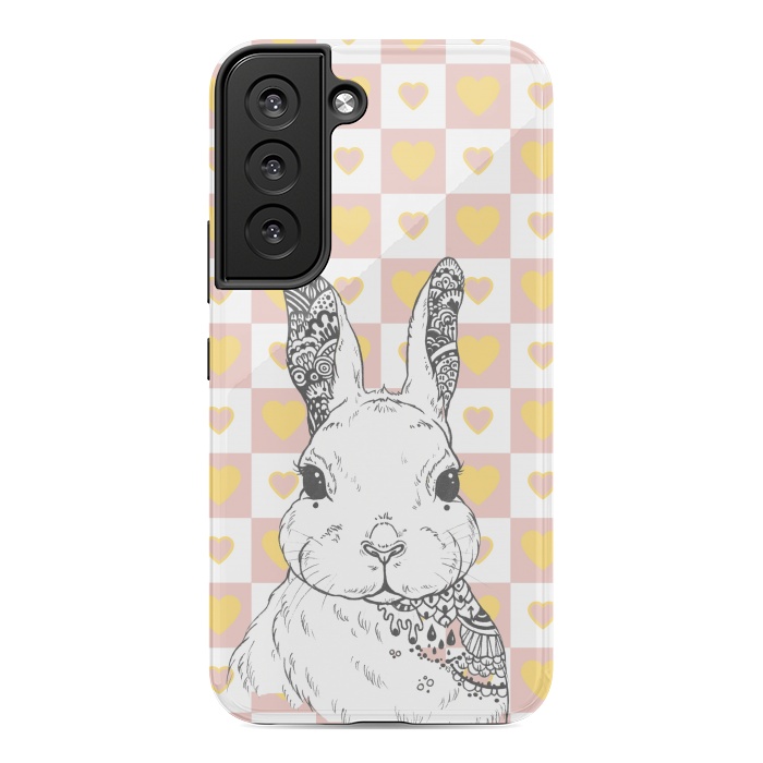 Galaxy S22 StrongFit Rabbit and yellow hearts Alice in Wonderland by Oana 