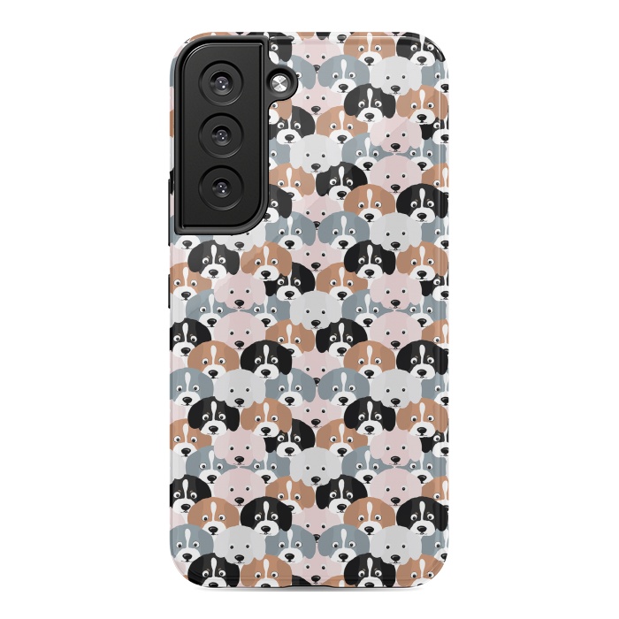 Galaxy S22 StrongFit Cute Black Brown Pink Grey Puppy Dogs Illustration by InovArts