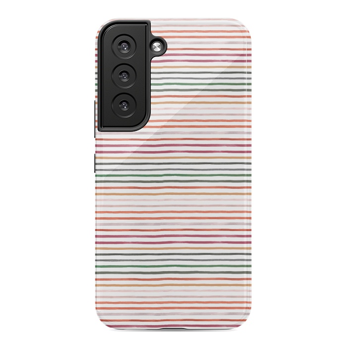 Galaxy S22 StrongFit Marker Stripes and Lines Orange Green by Ninola Design