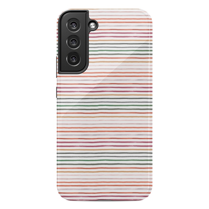 Galaxy S22 plus StrongFit Marker Stripes and Lines Orange Green by Ninola Design