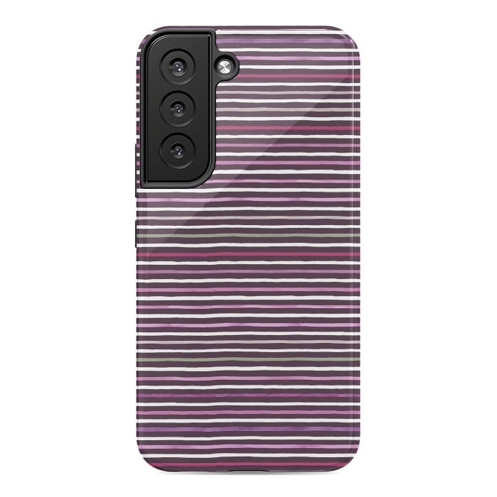 Galaxy S22 StrongFit Marker Stripes Lines Purple Dark Pink by Ninola Design