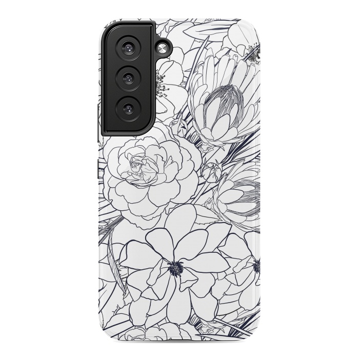 Galaxy S22 StrongFit Modern Line Art Hand Drawn Floral Girly Design by InovArts