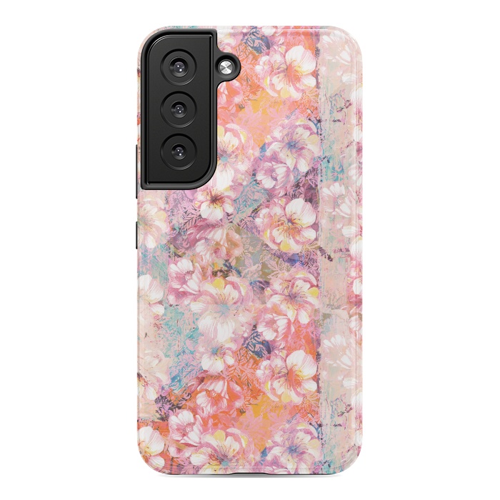 Galaxy S22 StrongFit Pink peach painted rose petals by Oana 