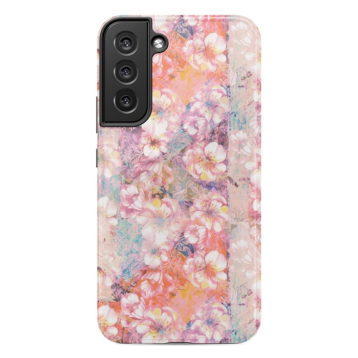 Galaxy S22 plus StrongFit Pink peach painted rose petals by Oana 