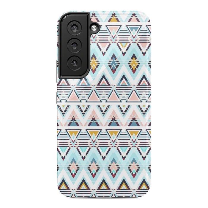Galaxy S22 StrongFit Colorful ethnic tribal triangles by Oana 
