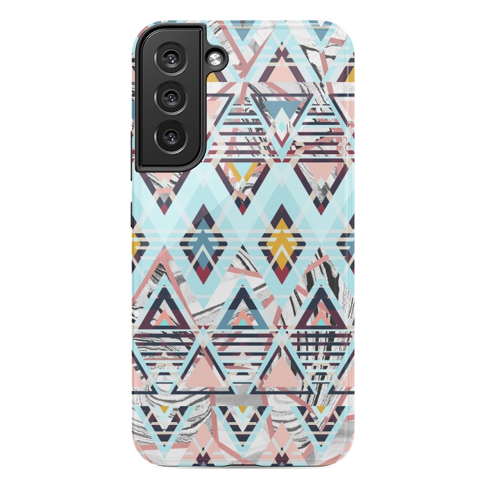 Galaxy S22 plus StrongFit Colorful brushed tribal triangles by Oana 