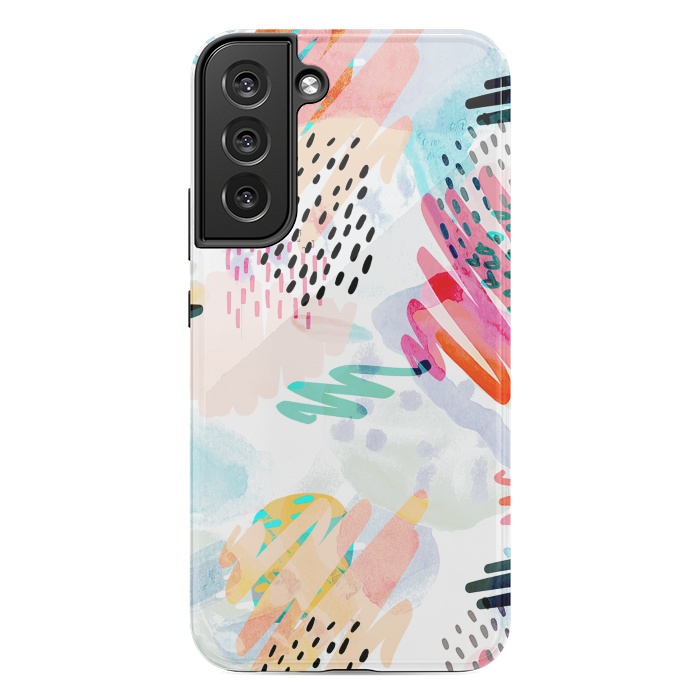 Galaxy S22 plus StrongFit Playful paint splats and brushed doodles by Oana 