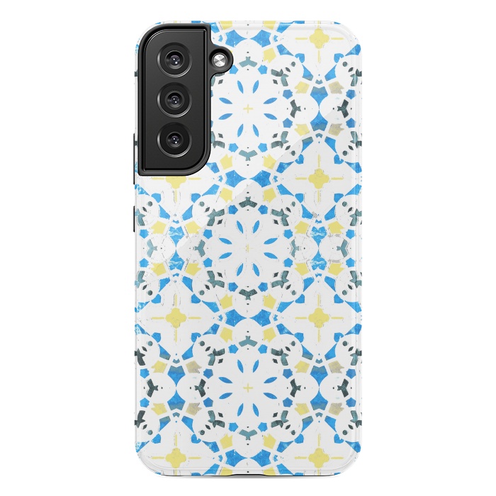Galaxy S22 plus StrongFit Vibrant blue yellow Moroccan tiles by Oana 