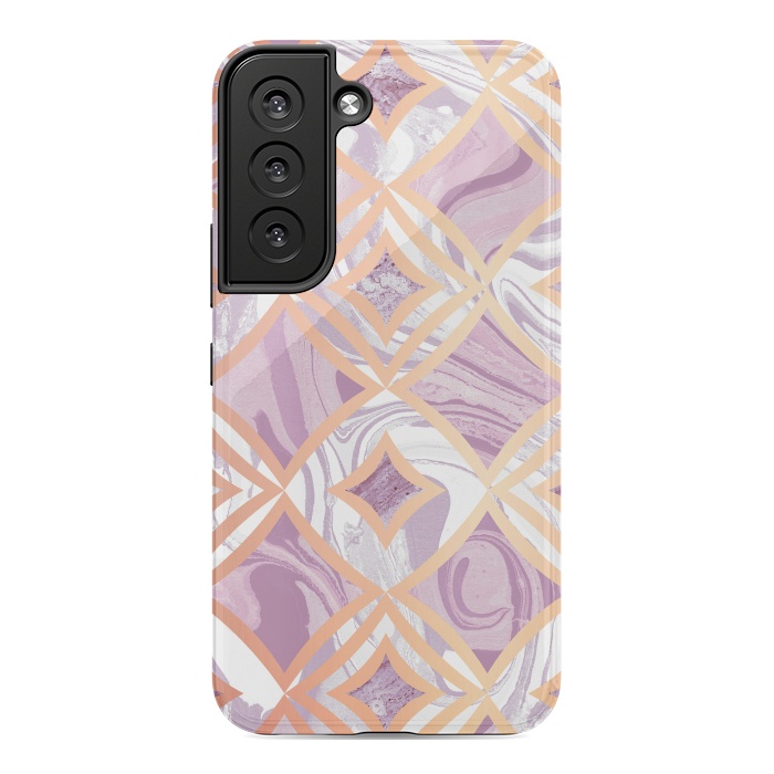 Galaxy S22 StrongFit Elegant pink rose gold marble tiles by Oana 