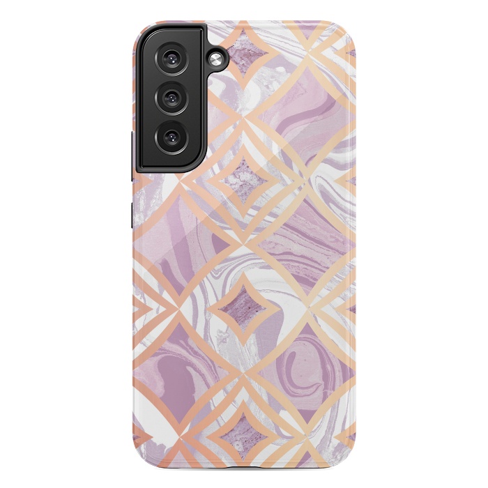 Galaxy S22 plus StrongFit Elegant pink rose gold marble tiles by Oana 