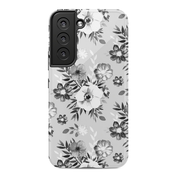 Galaxy S22 StrongFit Black and white ink painted flowers by Oana 
