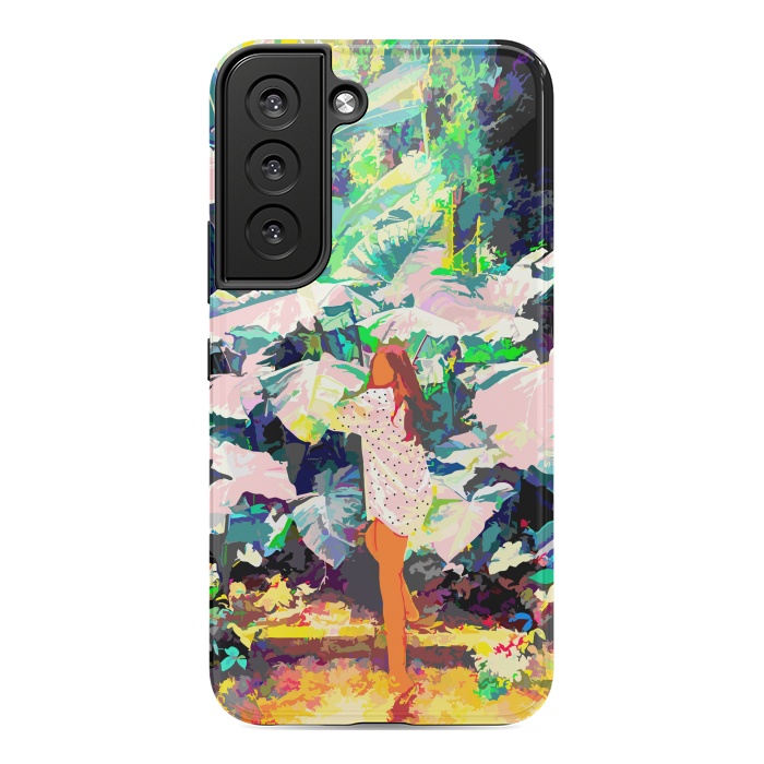 Galaxy S22 StrongFit Live Quietly In a Corner Of Nature, Modern Bohemian Woman Jungle Forest Eclectic Painting by Uma Prabhakar Gokhale