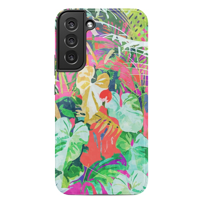 Galaxy S22 plus StrongFit Find Me Where The Tropical Things Are | Jungle Botanical Palm Colorful Painting by Uma Prabhakar Gokhale